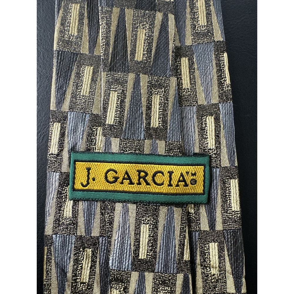 Men's Neck Tie J.Garcia Silk L56" W 3.75" beige blue